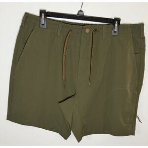 Wren Trekking Shorts Men's Large‎ Dark Sage Cargo Zip Pocket Hiking Stretch